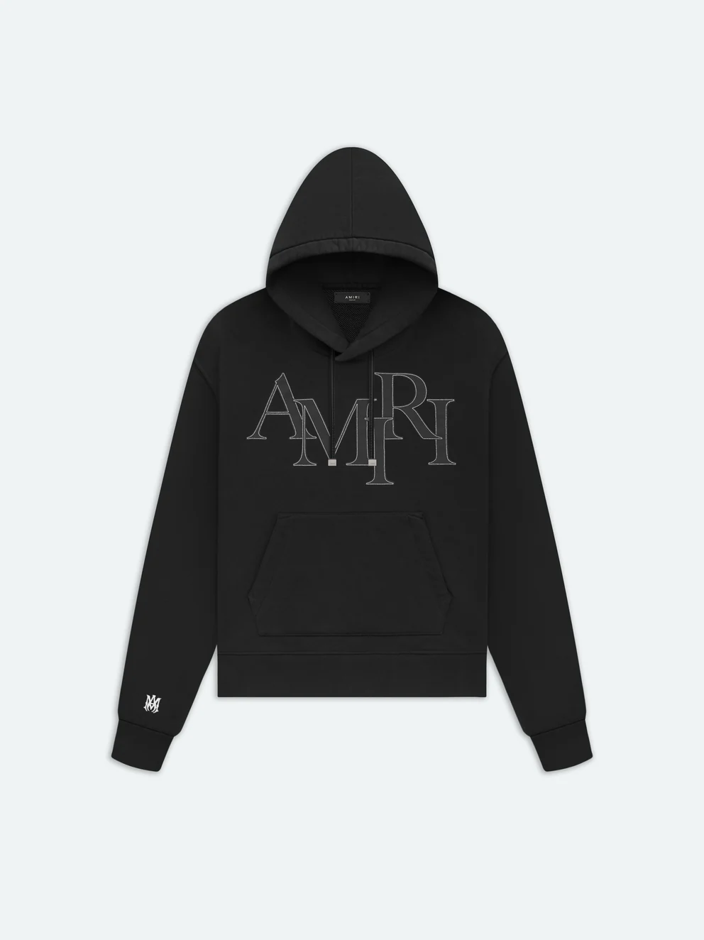 AMIRI BLACK STAGGERED LOGO HOODIE AMIRI BLACK STAGGERED LOGO HOODIE
