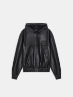 AMIRI BLACK LEATHER OVERSIZED ZIP HOODIE