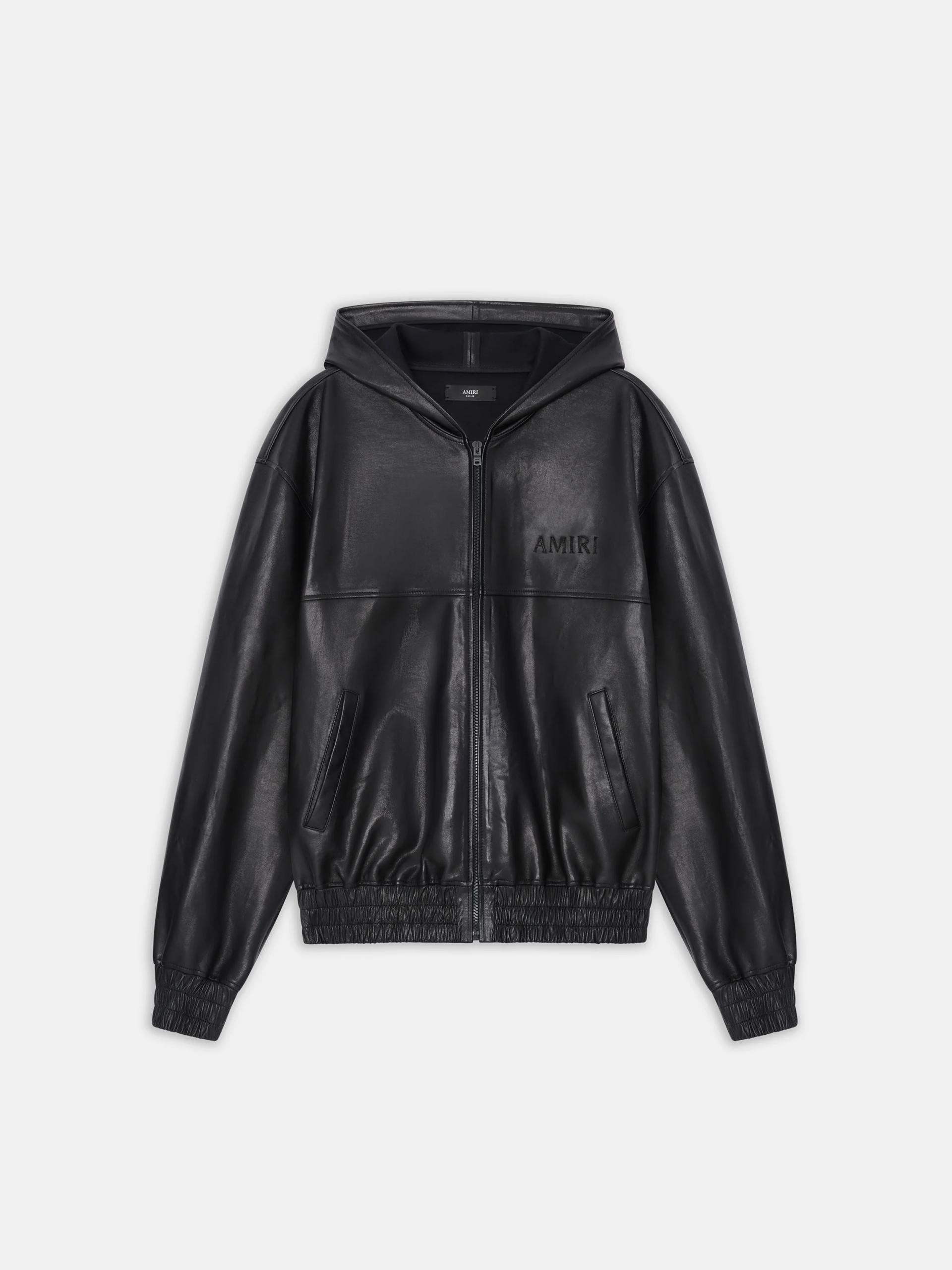 AMIRI BLACK LEATHER OVERSIZED ZIP HOODIE AMIRI BLACK LEATHER OVERSIZED ZIP HOODIE