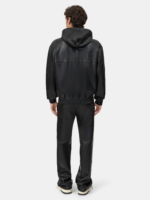 AMIRI BLACK LEATHER OVERSIZED ZIP HOODIE