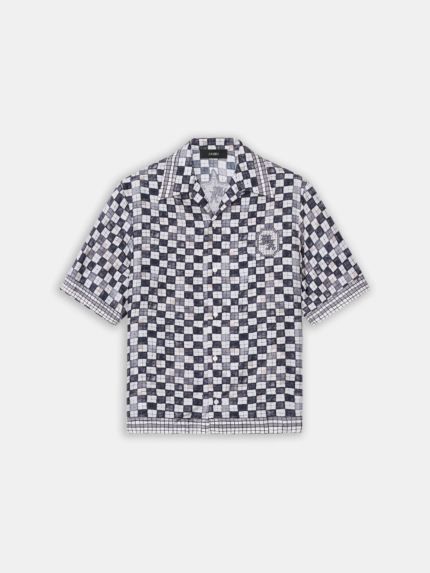 AMIRI Taupe MA CHECKERED BOWLING SHIRT