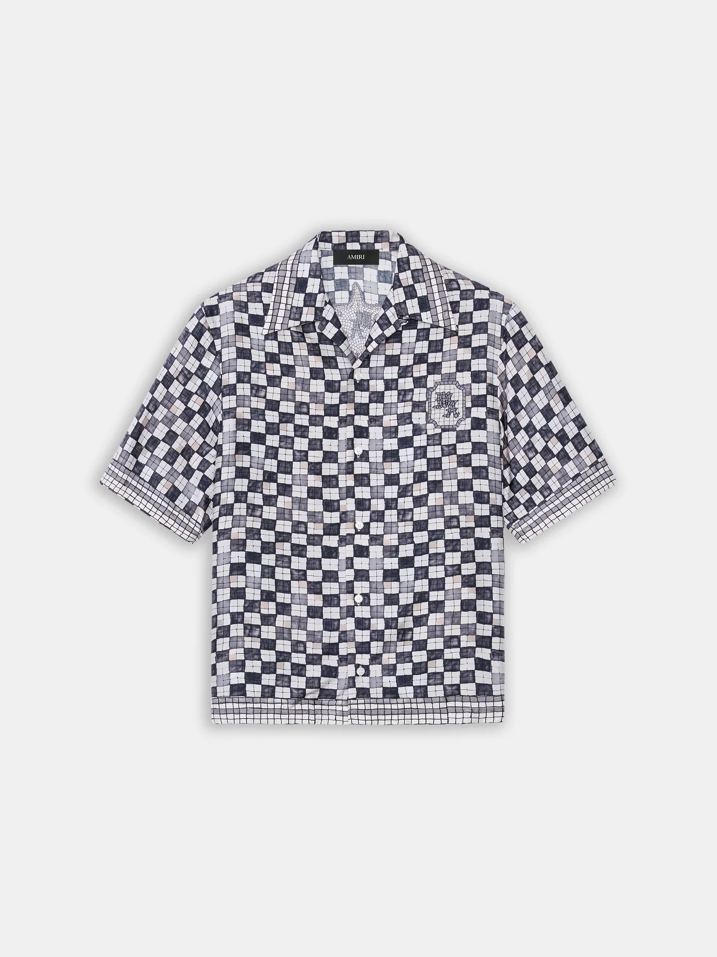AMIRI Taupe MA CHECKERED BOWLING SHIRT AMIRI Taupe MA CHECKERED BOWLING SHIRT