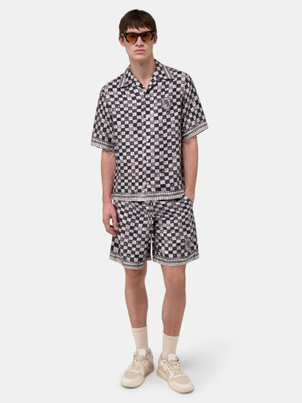 AMIRI Taupe MA CHECKERED BOWLING SHIRT