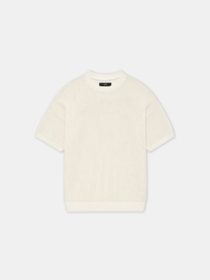 Amiri Ivory CROCHET MESH TSHIRT