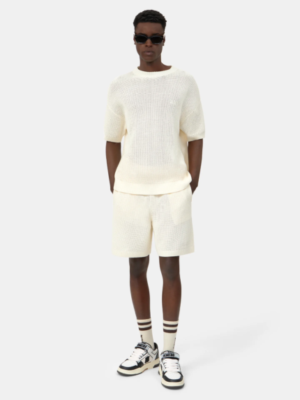 Amiri Ivory CROCHET MESH TSHIRT