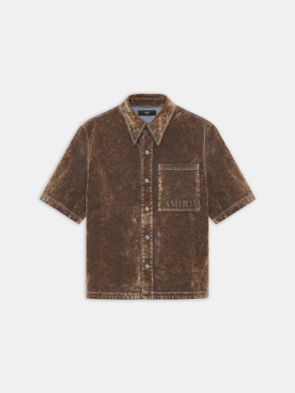 AMIRI TAN VELVET CAMP SHIRT
