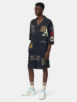 AMIRI BLACK VARSITY PATCH OVERSIZED CAMP SHIRT